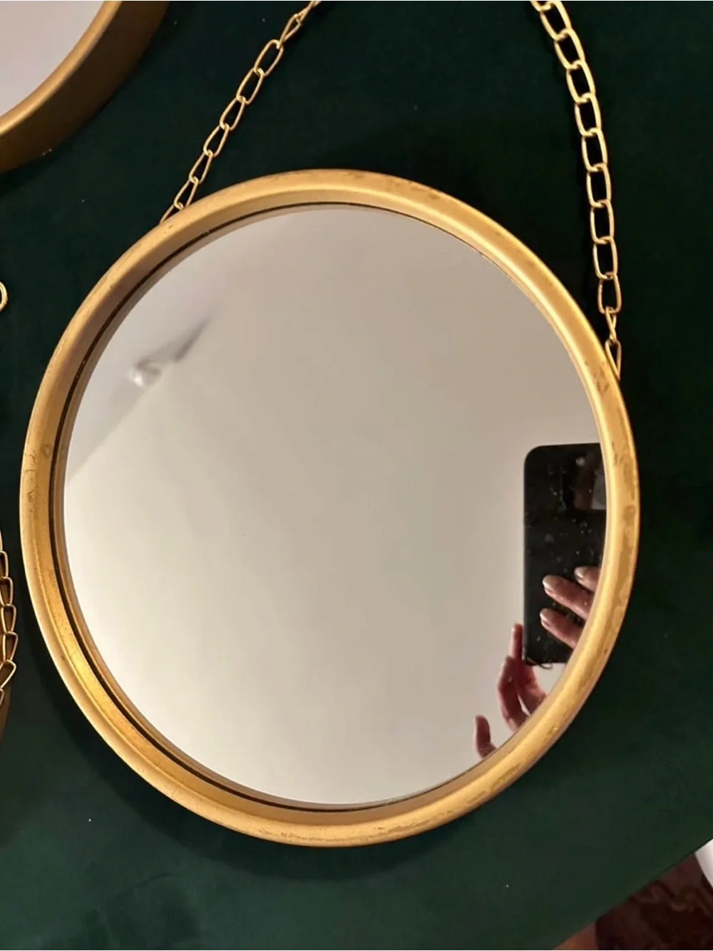 Gold Round Hanging Wall Mirrors - Set of 3